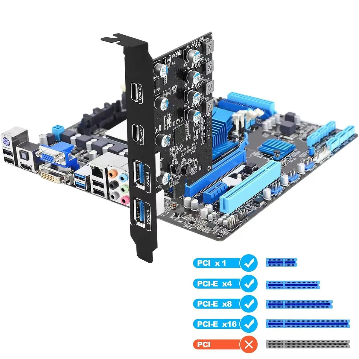 ESTONE ESTONE PCIE22A2C 4-Port PCIe USB 3.0 Expansion Card (2× Type-C, 2× Type-A) — product photo