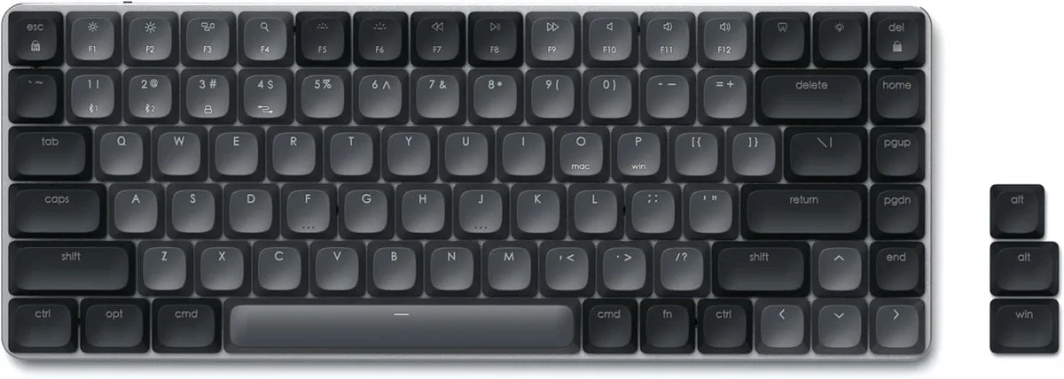 Dark gray compact 75 percent mechanical keyboard with 84 keys