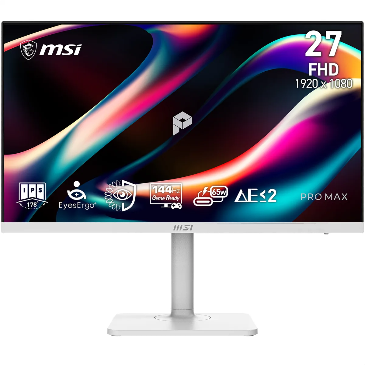 27 inch matte white IPS monitor on height adjustable stand