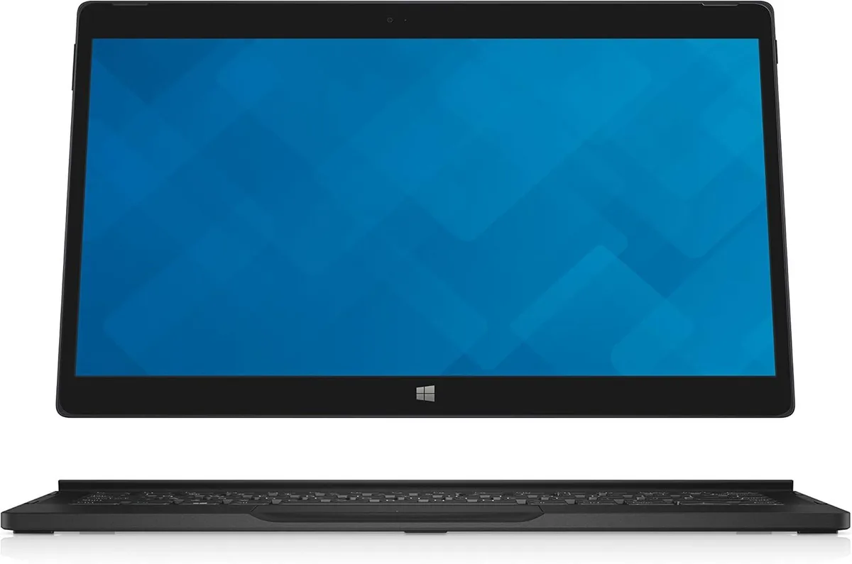 Silver 12.5 inch detachable tablet with keyboard attached