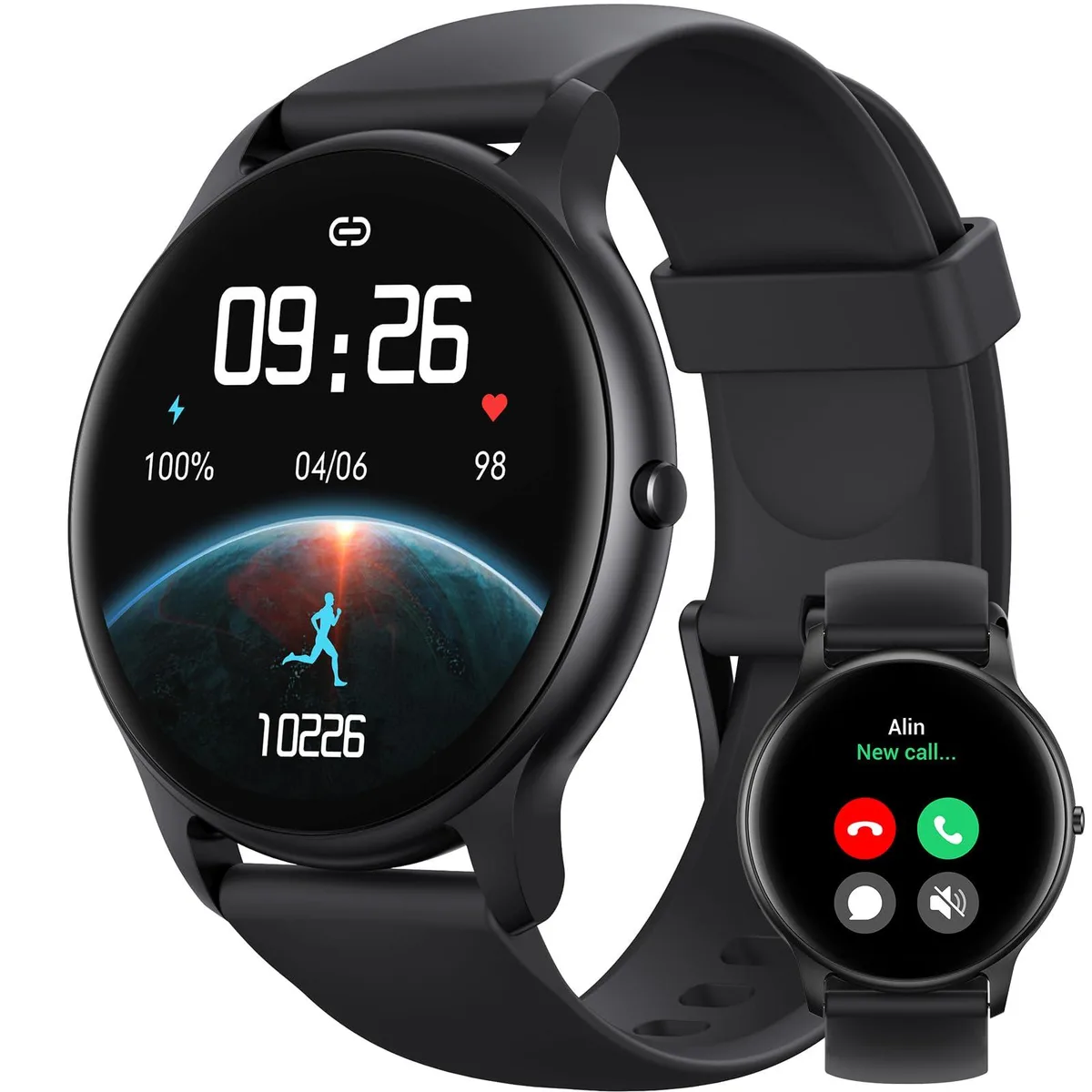 Parsonver SR1 Smart Watch 45mm Black Bluetooth 5.3 1.3" 360x360 IP68 100+ Sports 24H Health 200+ Faces 512MB — product photo