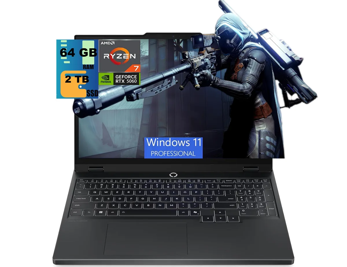 Eclipse Black gaming laptop, 15.1 inch WQXGA display, slim profile, RGB backlit keyboard