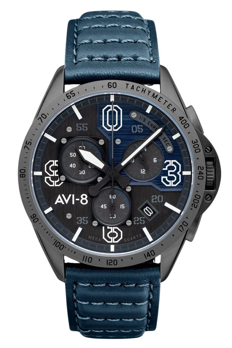 AVI-8 AVI-8 P-51 Mustang Blakeslee Grey Blue Dial Quartz Watch AV-4077-04 — product photo