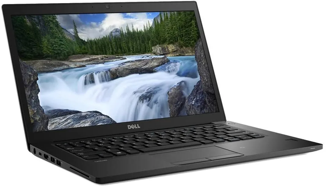 Silver Dell Latitude 7390 laptop, 13.3 inch non-touch FHD screen, thin light business design