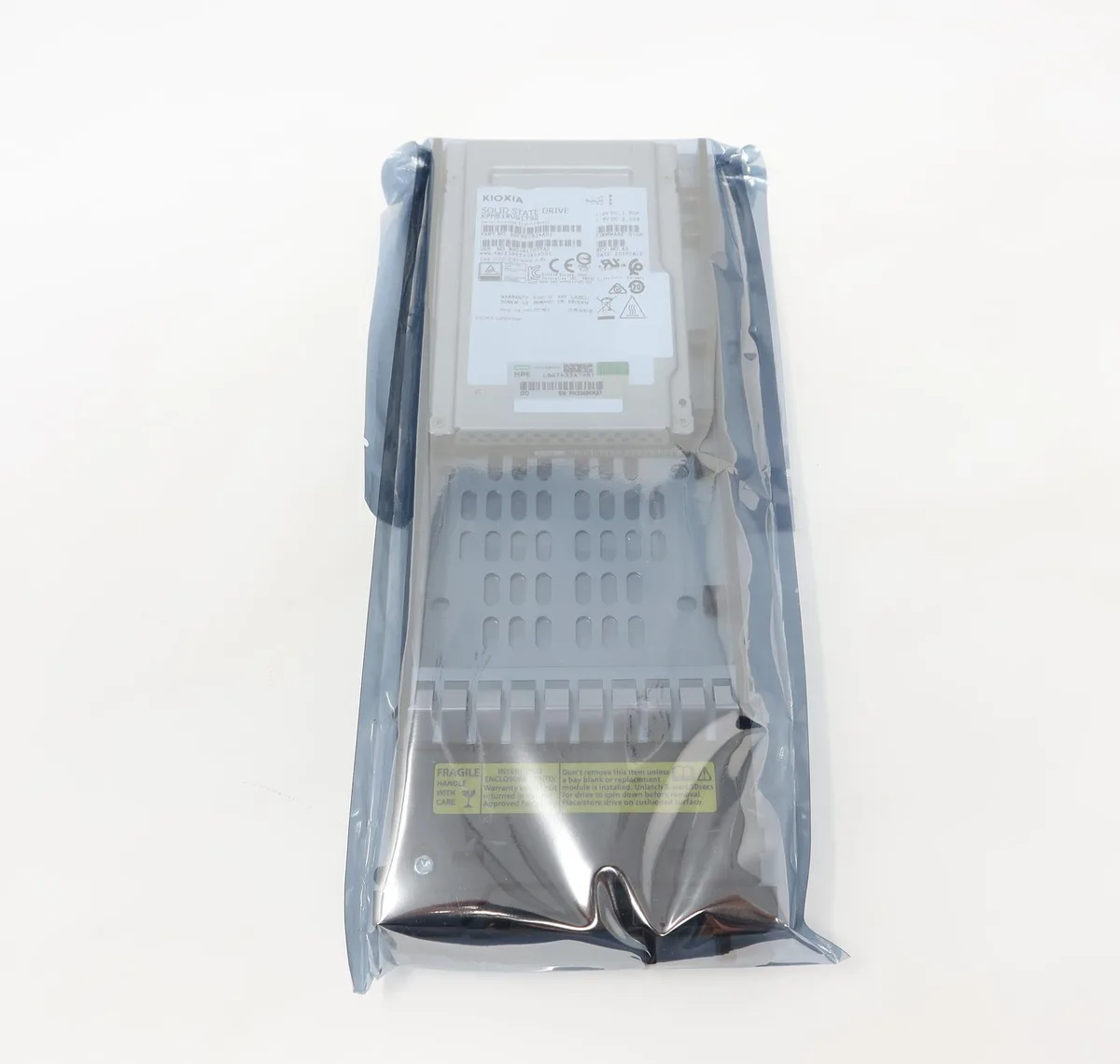 2.5 inch SAS SSD in silver metal casing with MSA tray