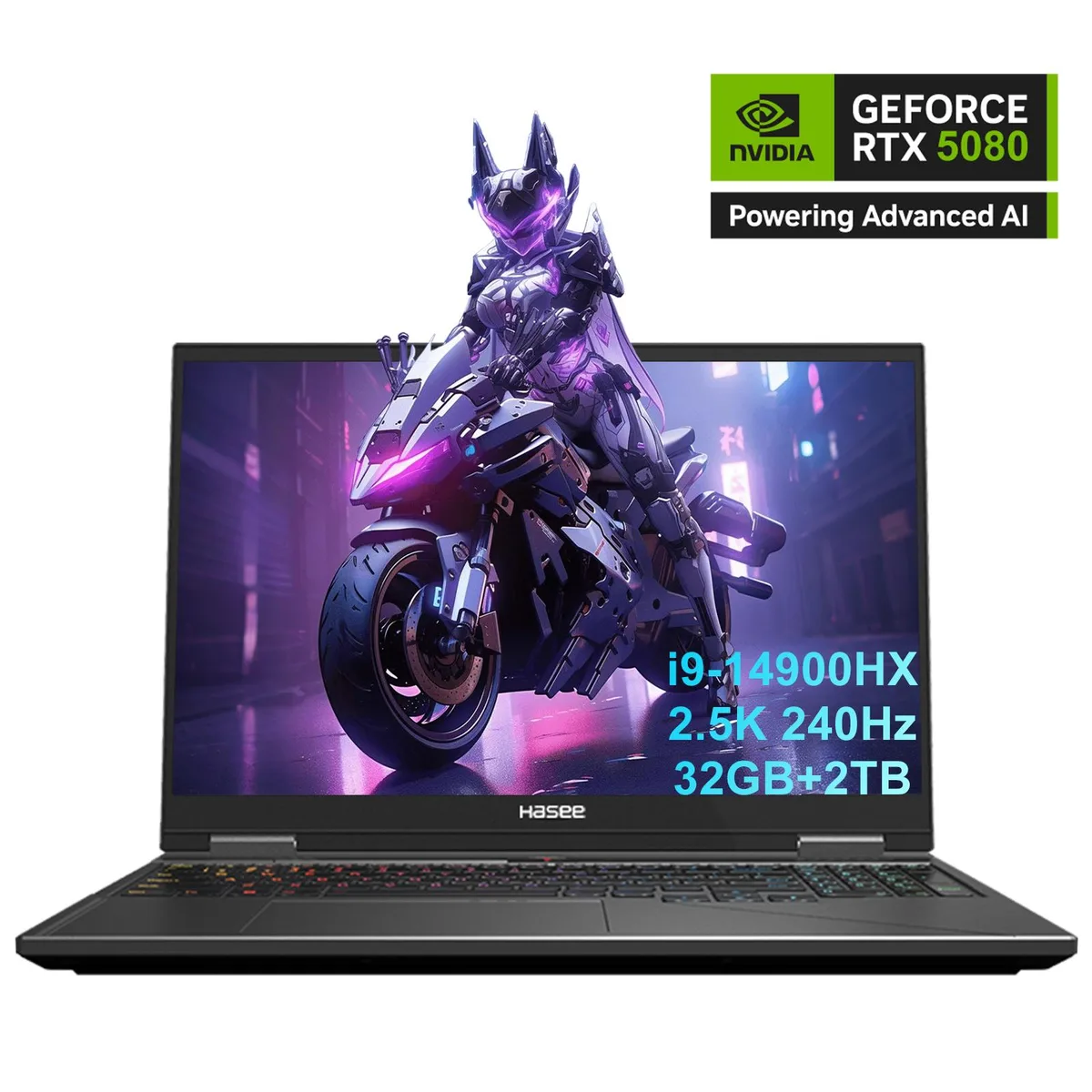 Hasee Hasee T8 Pro gaming laptop Mecha Grey 16 240Hz QHD+ i9-14900HX RTX 5080 32G DDR5 2TB — product photo