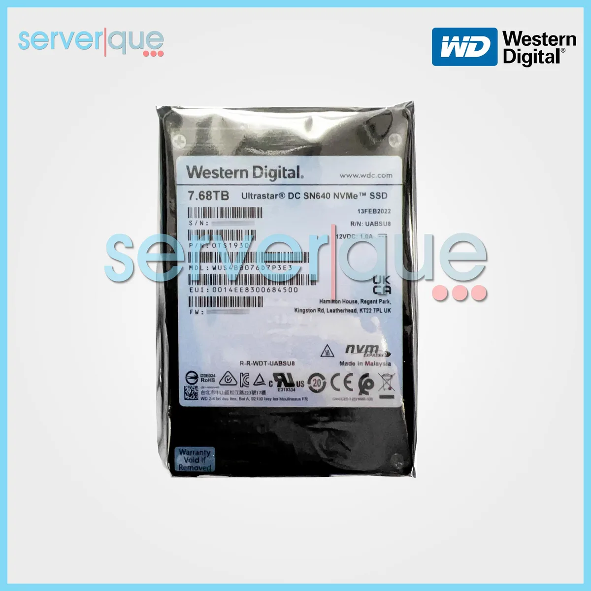 Western Digital Western Digital Ultrastar DC SN640 7.68TB PCIe 3.1 NVMe 2.5" internal SSD — 商品写真