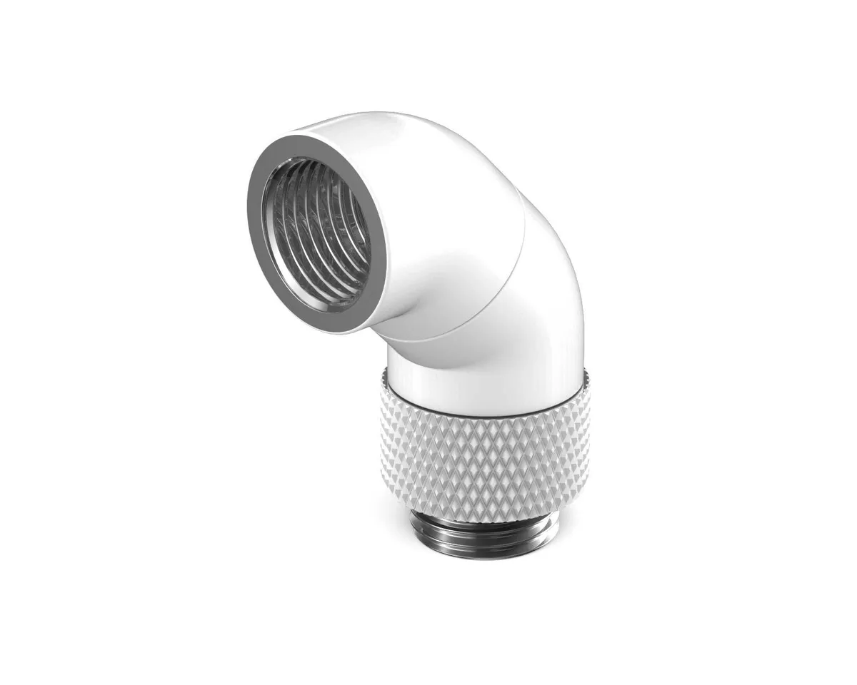PrimoChill PrimoChill G1/4 90° Dual Rotary Elbow Fitting Sky White diy cooling — 제품 사진