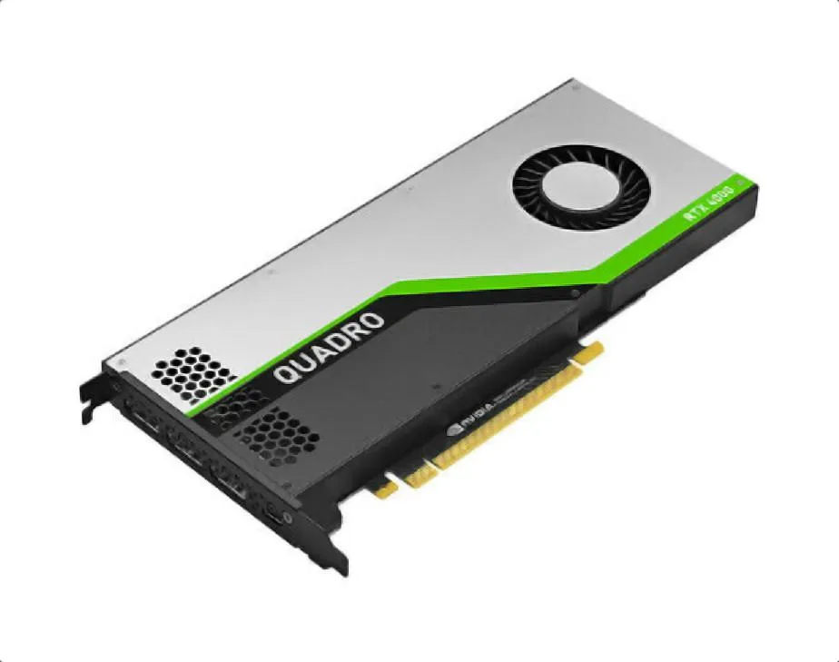 PNY Quadro RTX 4000 single-slot blower card, silver finish, three DisplayPorts and one USB-C