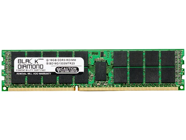 Green 240-pin DDR3 server RAM module with black chips and gold contacts
