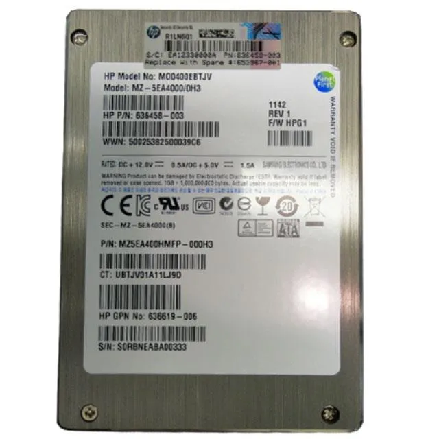 HP HP 400GB 2.5" SATA 3.0Gb/s internal hard drive 653967-001 — 제품 사진