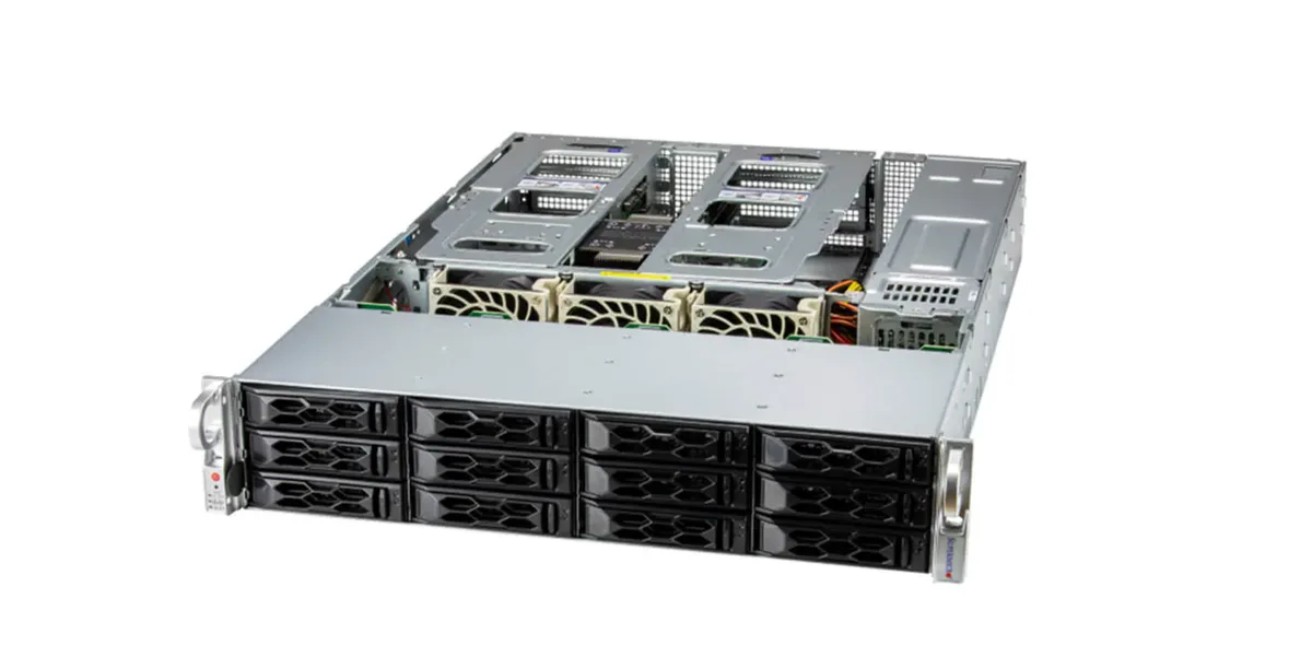 Supermicro Supermicro 521C-NR-G1-OTO-40 rack server, Xeon Silver 4510, 128 GB DDR5, 2×960 GB SSD — foto del producto