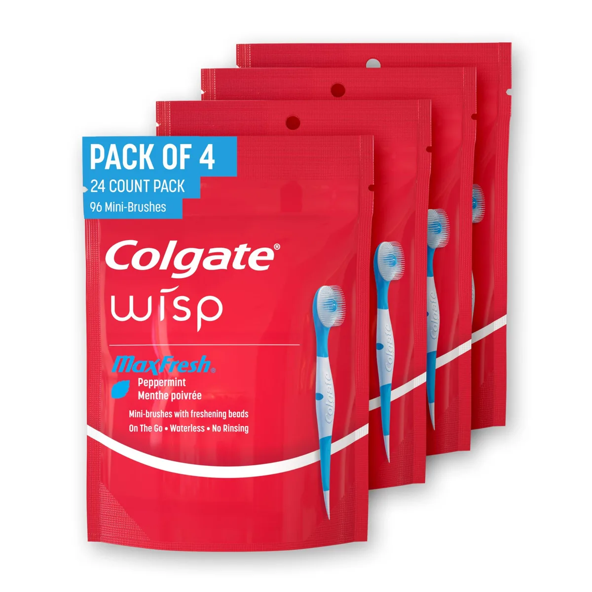 Colgate Max Fresh Wisp Disposable Mini Toothbrush Peppermint 24 Count — product photo
