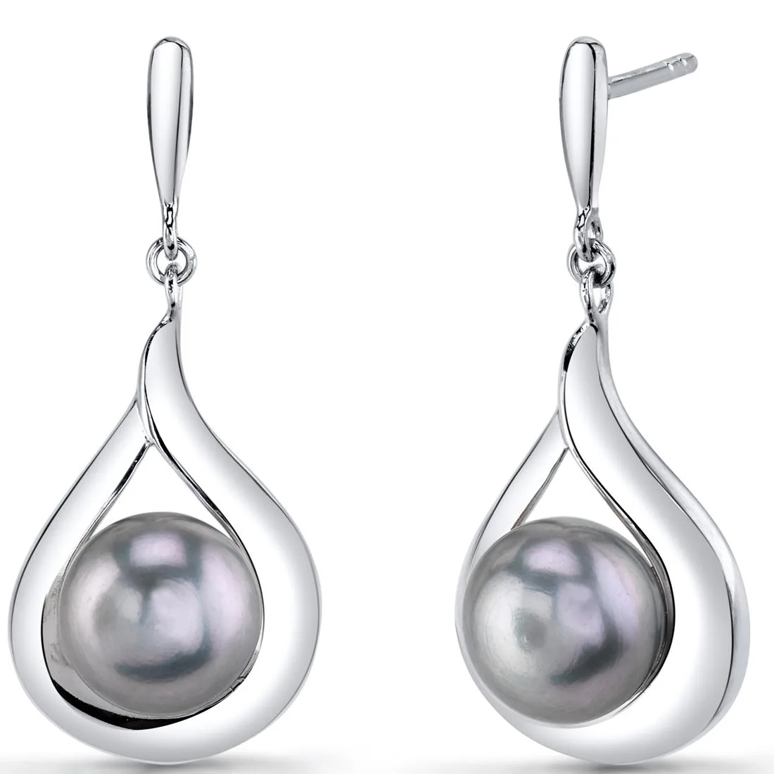 Oravo Oravo 8.0mm Grey Freshwater Pearl 925 Silver Post Earrings 4.0g — vörumynd
