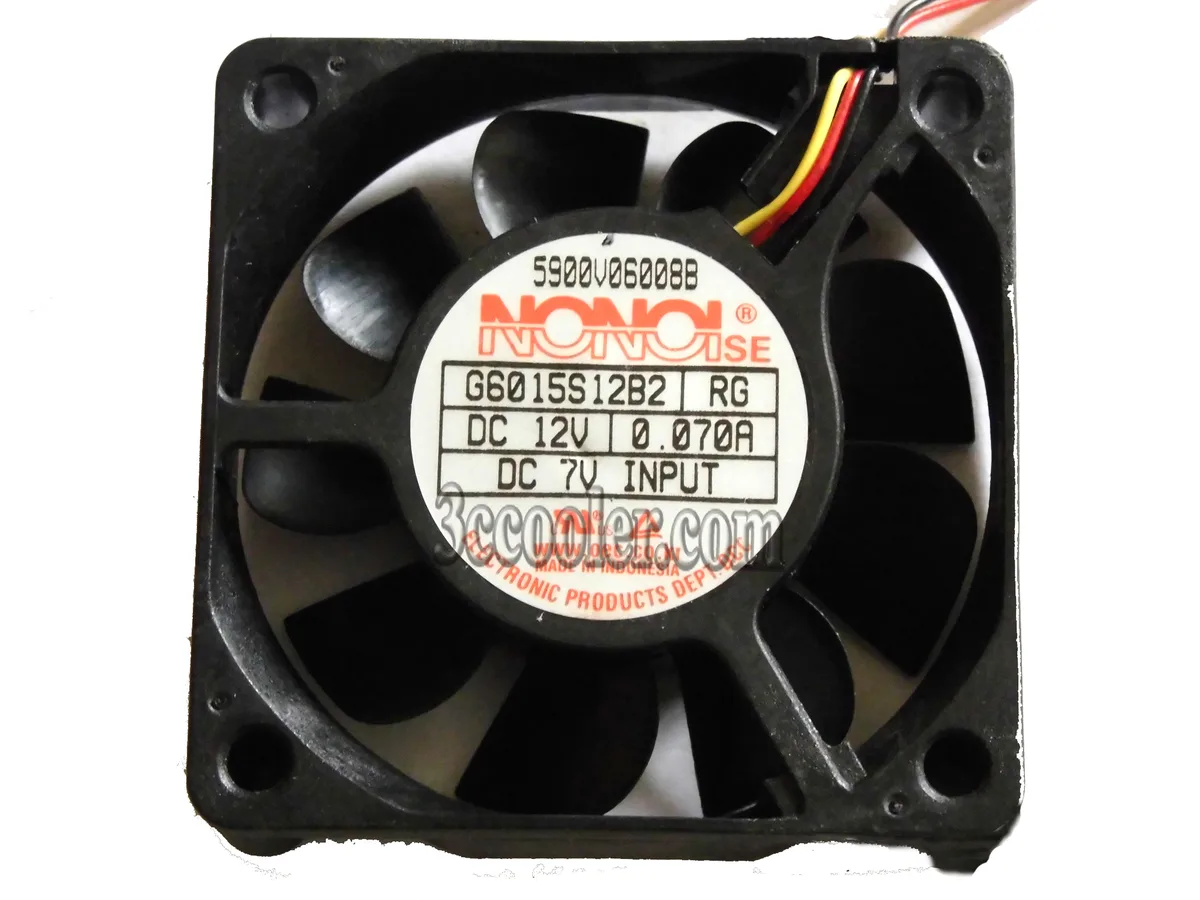Black square 60mm cooling fan 15mm thick 3-pin connector