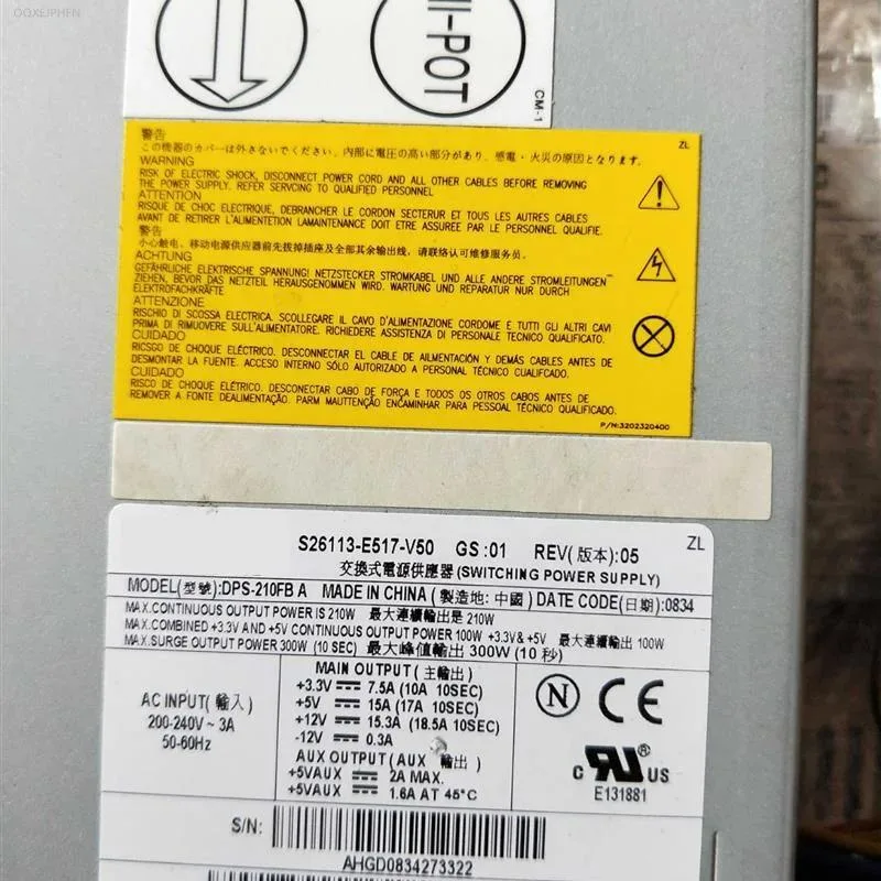 KHACHIMO KHACHIMO 210W ATX Power Supply S26113-E517-V50 DPS-210FB A — product photo