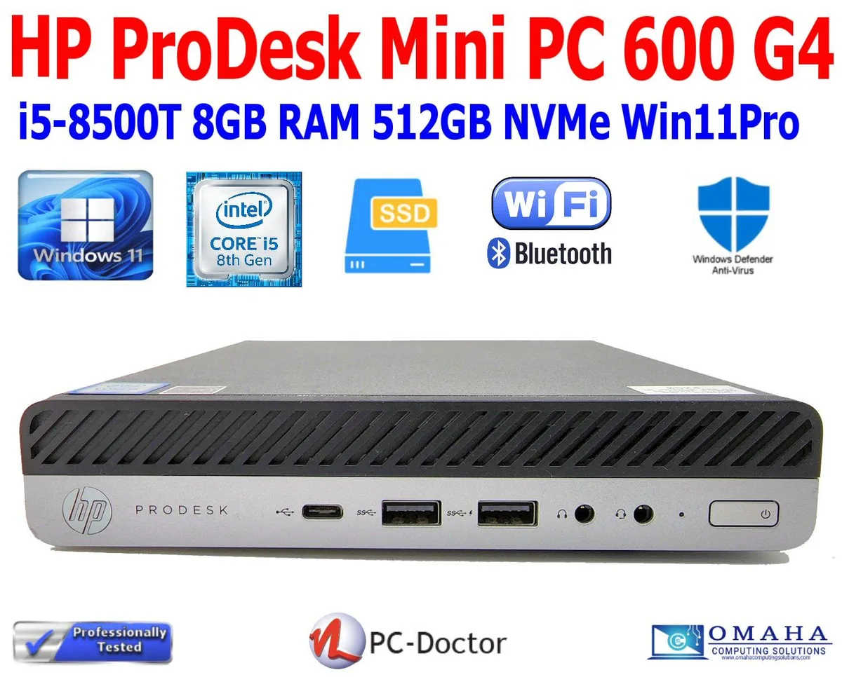HP ProDesk 600 G4 Mini desktop in black and silver finish