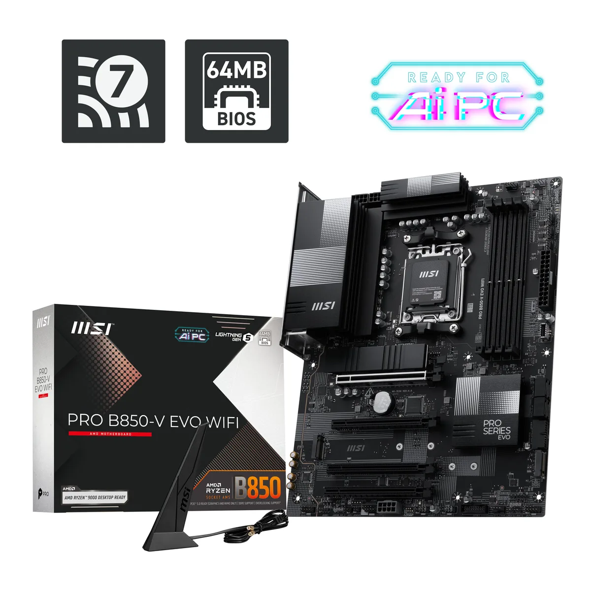 MSI MSI PRO B850-V EVO WIFI AMD motherboard — product photo