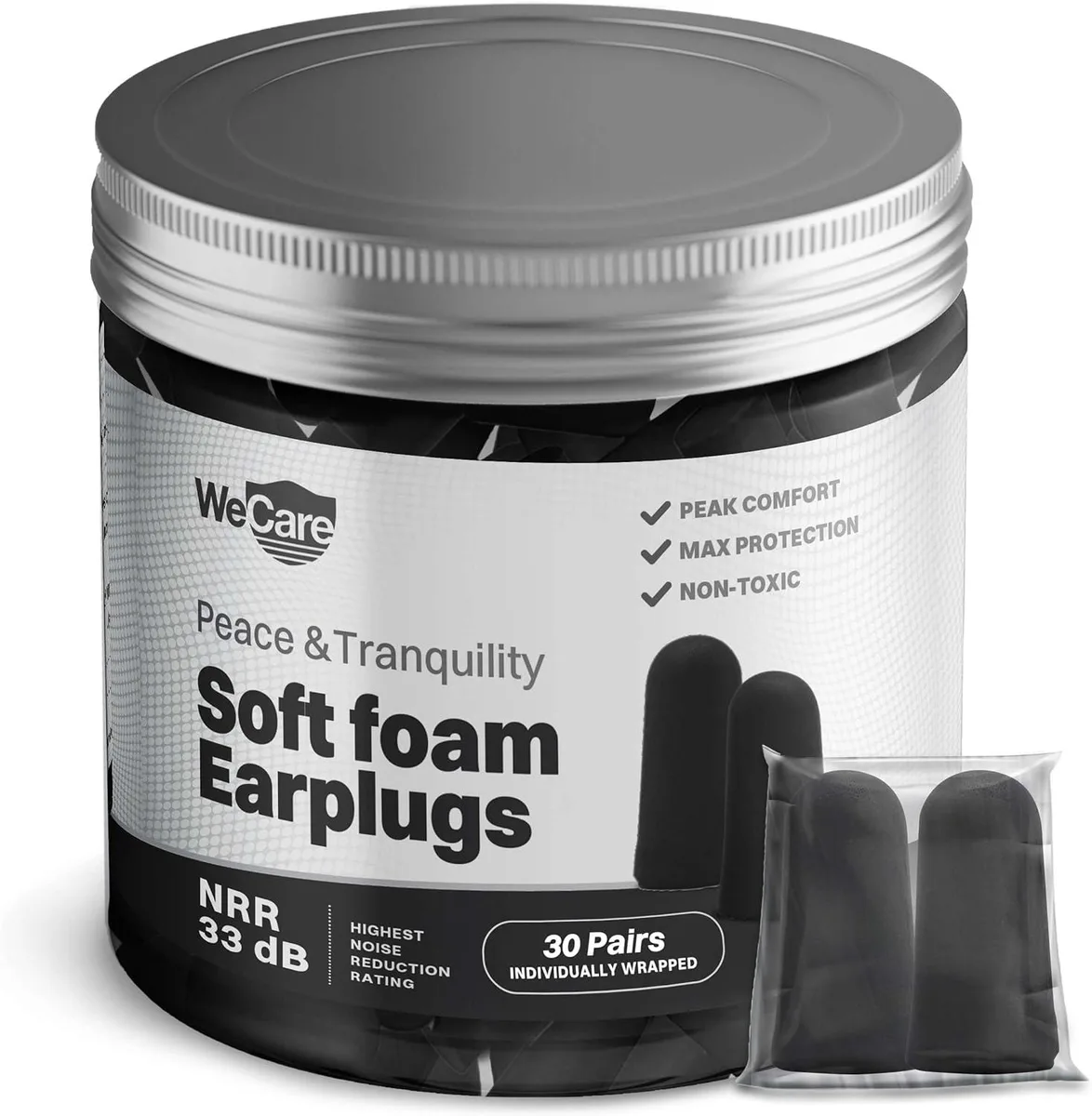 WeCare WeCare Earplugs 30 Pairs NRR 33dB Black — 商品写真