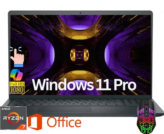 DELL DELL DC15255 laptop AMD Ryzen 7 7730U 16GB 512GB 15.6" FHD Touch Windows 11 Pro LED Mouse — product photo