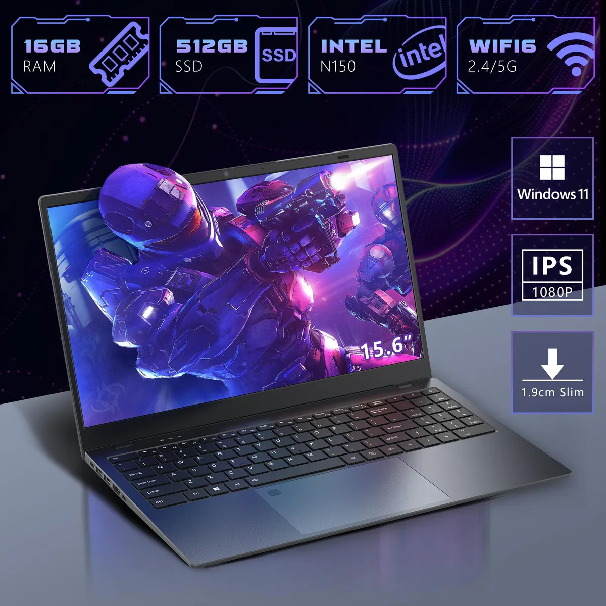 NINGMEI NINGMEI NL150 laptop Intel N150 16GB 512GB 15.6 Windows 11 — photo du produit