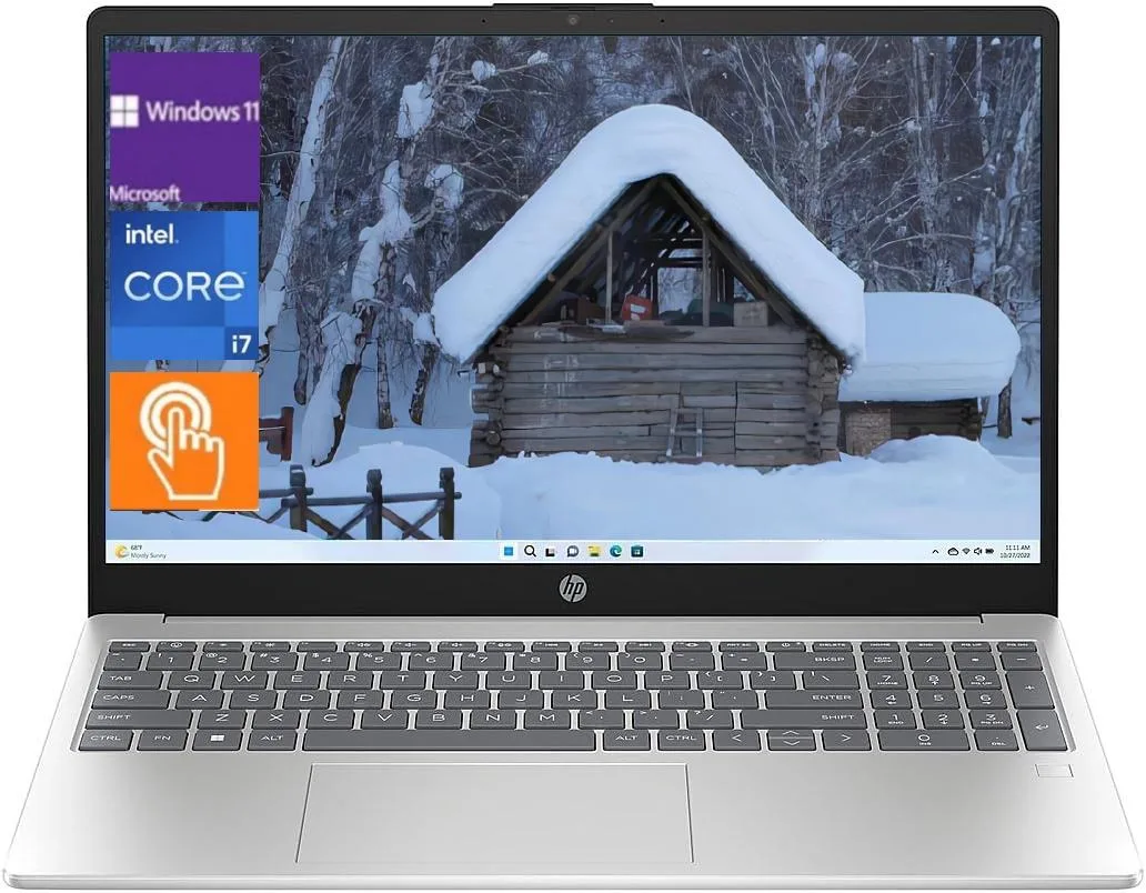 Silver 17.3 inch HD+ touchscreen laptop, slim profile