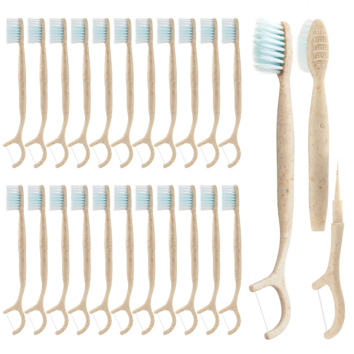  NUDUKO 4-in-1 Travel Toothbrush Floss Picks Tongue Scraper 40 Pack — product photo