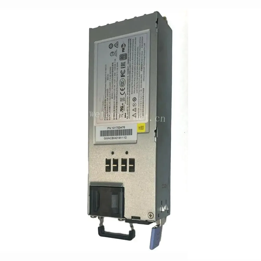 Rectangular ATX power supply unit with metal casing and rear fan grille