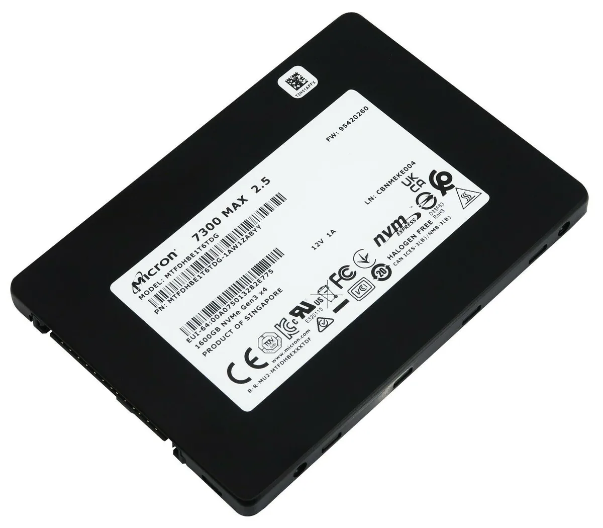 Micron Technology, Inc. Micron Technology, Inc. 7300 MAX 1.6TB U.2 enterprise SSD — productfoto