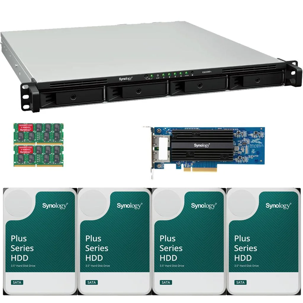 Synology Inc. Synology RS826RP+ AMD Ryzen V1500B 4-Bay Rackmount NAS 8GB RAM 2-Port 25GbE Adapter 32TB (4 x 8TB) Drives — product photo