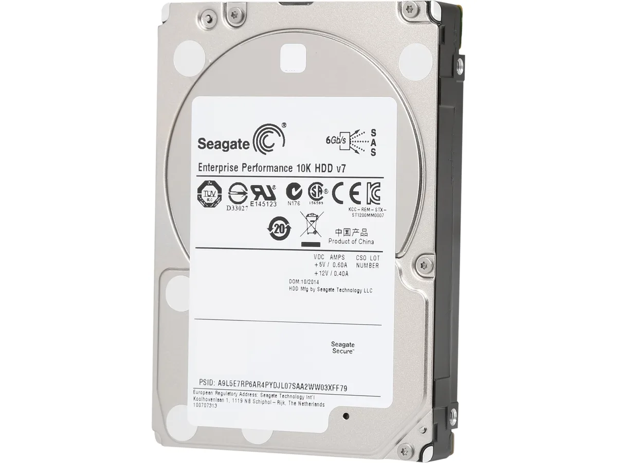 Seagate 2.5 inch SAS hard drive, bare silver metal casing, label on side