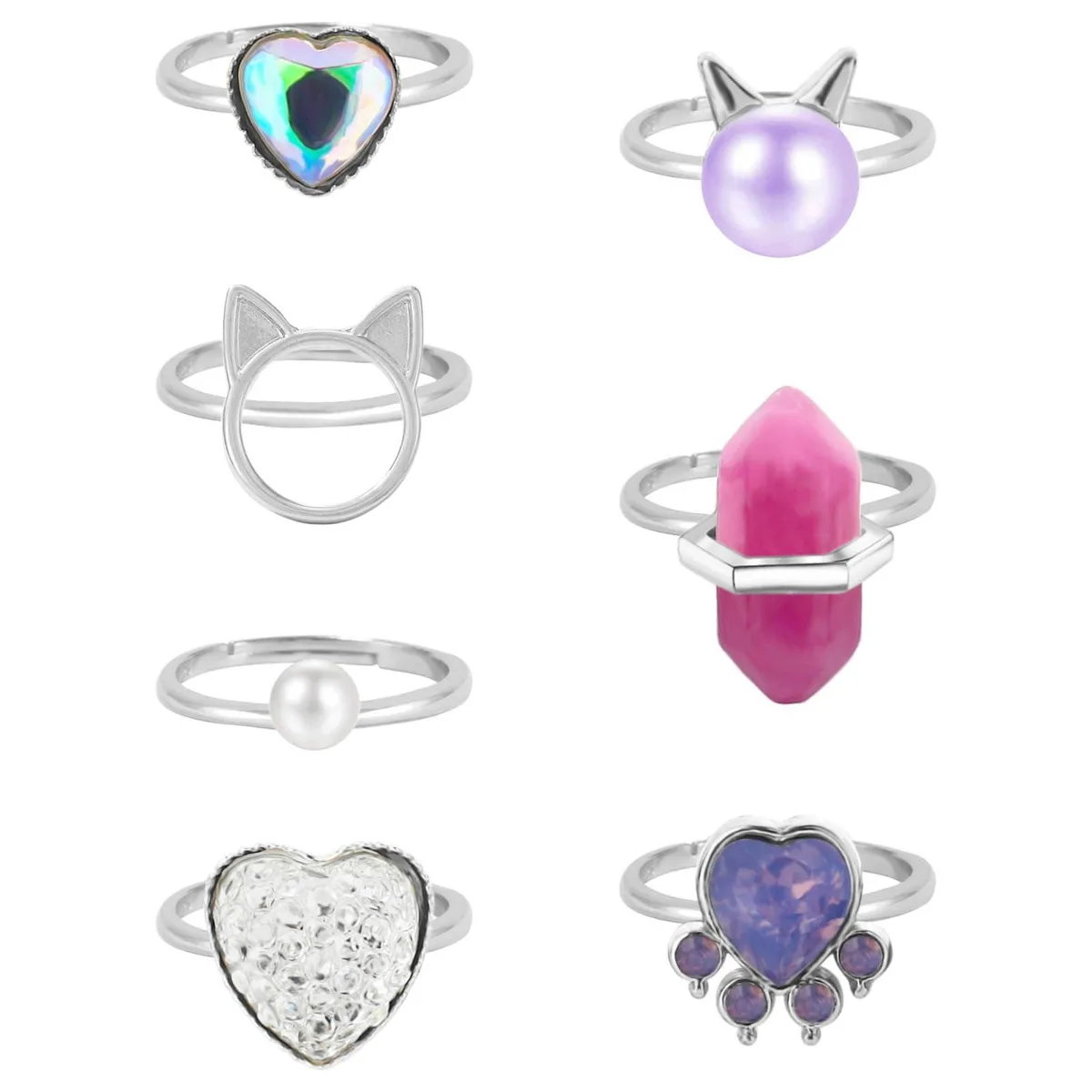 NEWITIN NE2996 Adjustable Crystal Ring Set 7 Pieces — снимка на продукта