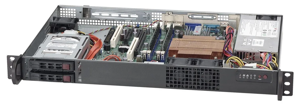 Supermicro Supermicro CSE-510T-203B 1U server chassis 200W 2×2.5" hot-swap SAS/SATA — foto do produto