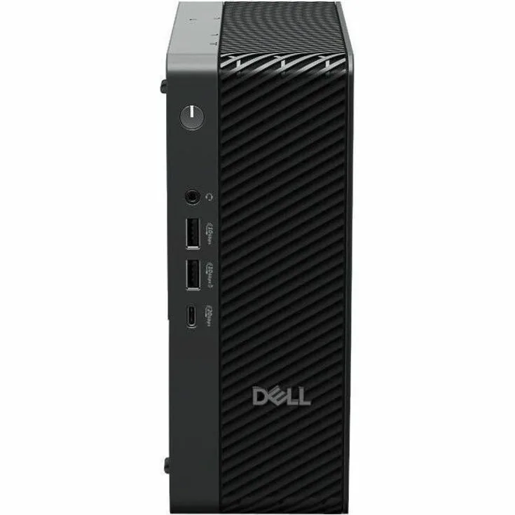 Small black micro tower desktop with keyboard and mouse