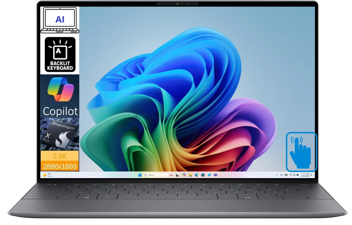 DELL DELL XPS 13 Snapdragon X Elite X1E-80-100 16GB LPDDR5X 512GB SSD laptop — photo du produit
