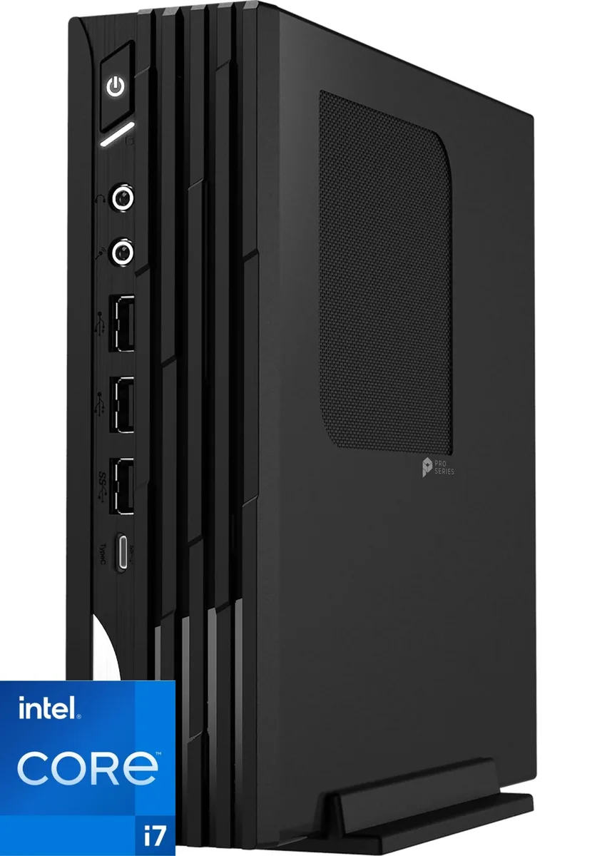 Compact black desktop tower 2.3-litre chassis VESA mountable