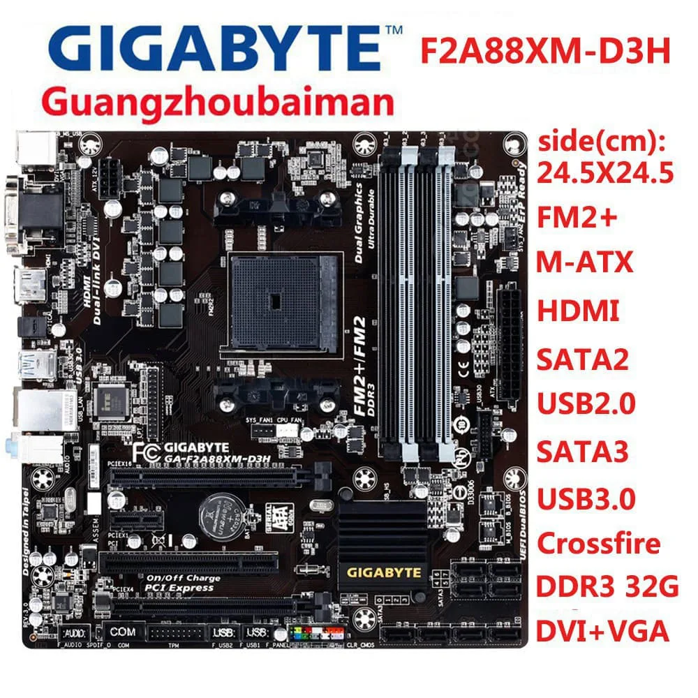 GIGABYTE GIGABYTE GA-F2A88XM-D3H AMD motherboard — photo du produit