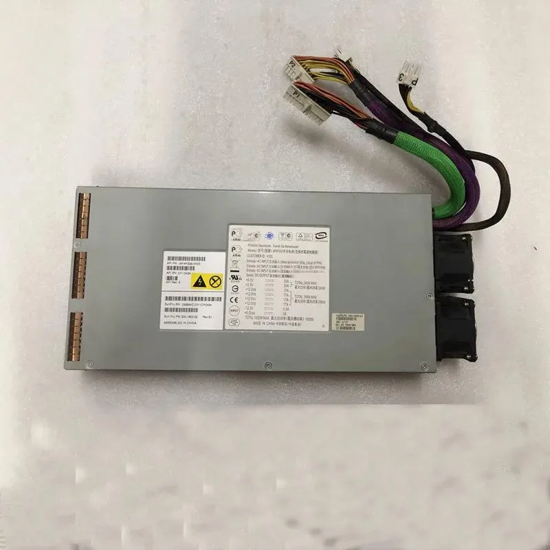 Rectangular silver ATX power supply unit with ventilation grille and label