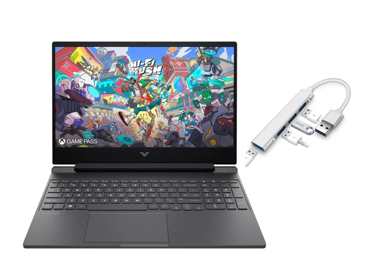 Silver 15.6 inch gaming laptop with backlit keyboard and slim profile