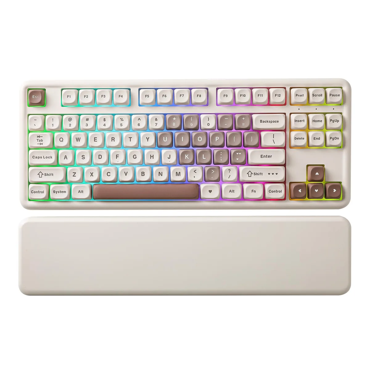 YUNZII YUNZII B87 Heart Wireless Mechanical Gaming Keyboard Brown Milk V2 Switch — product photo