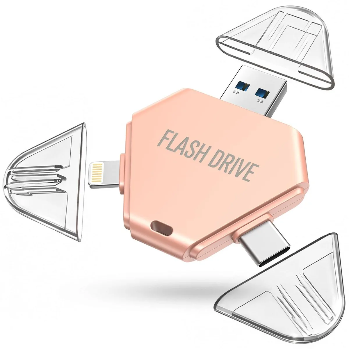 Barrow Mods Barrow Mods 512GB 3-in-1 USB Flash Drive Lightning Type-C USB-A Pink — produktfoto