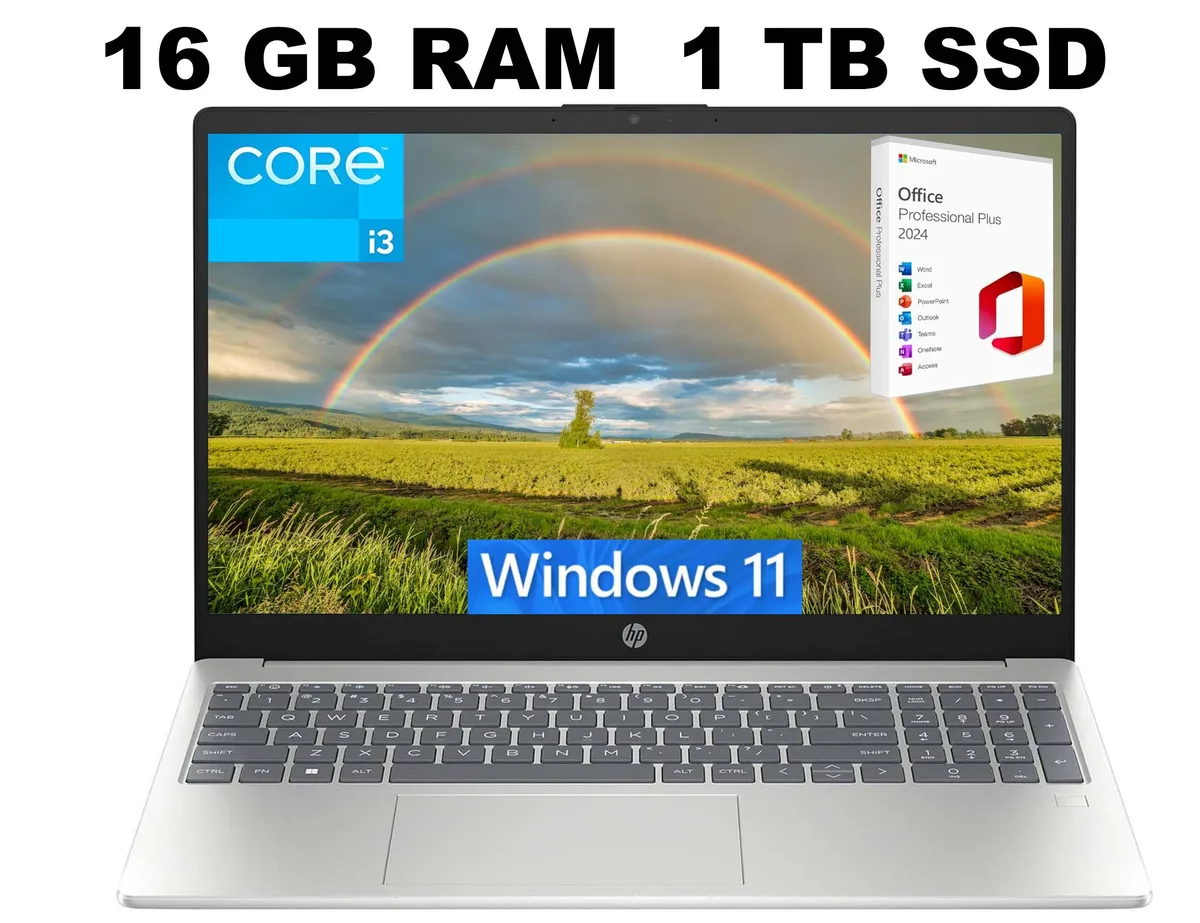 HP HP 15 laptop i3-N305 16GB 1TB SSD Silver — photo du produit