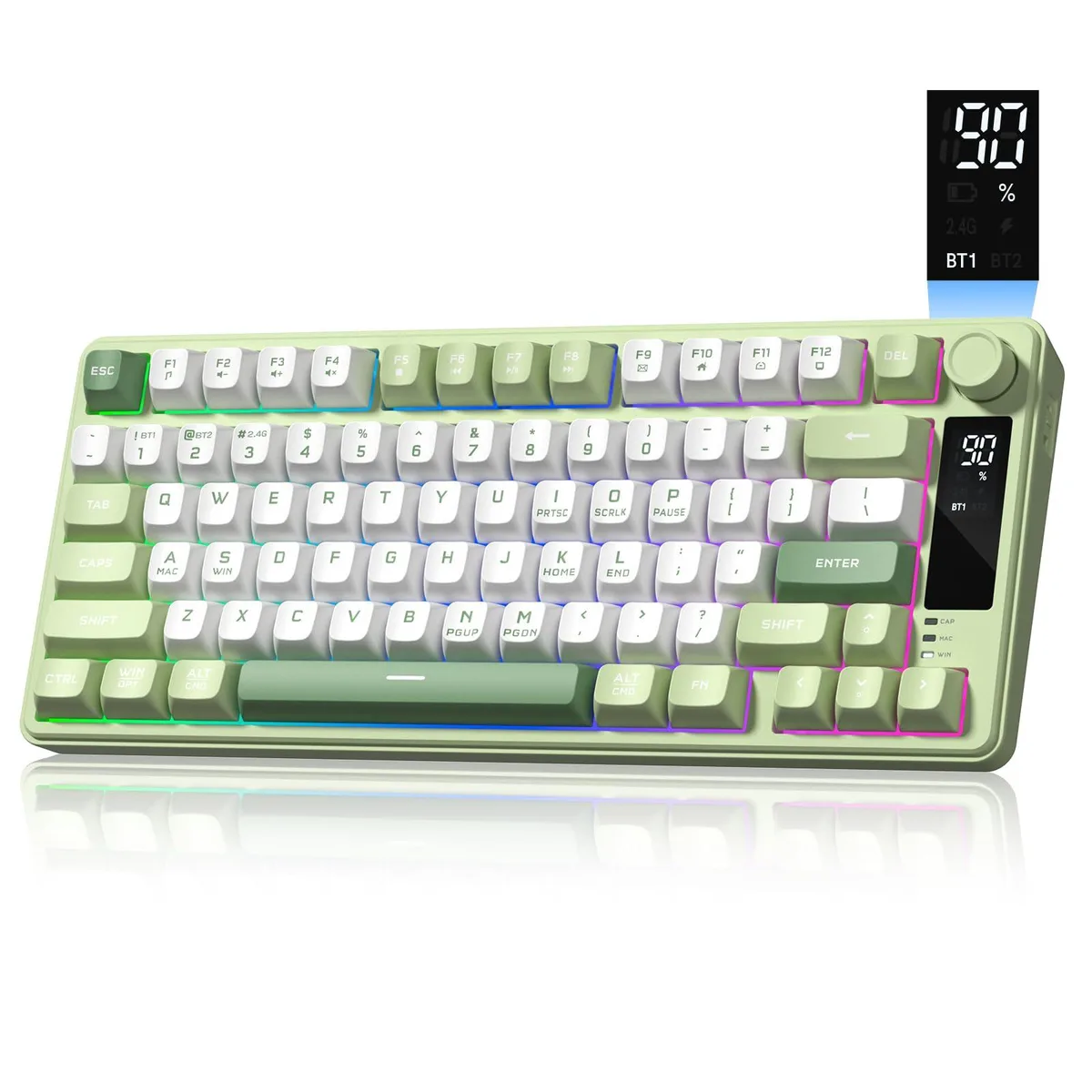 Womier Womier DK75 75% Wireless Gaming Keyboard Green RGB Bluetooth 5.0 2.4GHz 4000mAh — 제품 사진