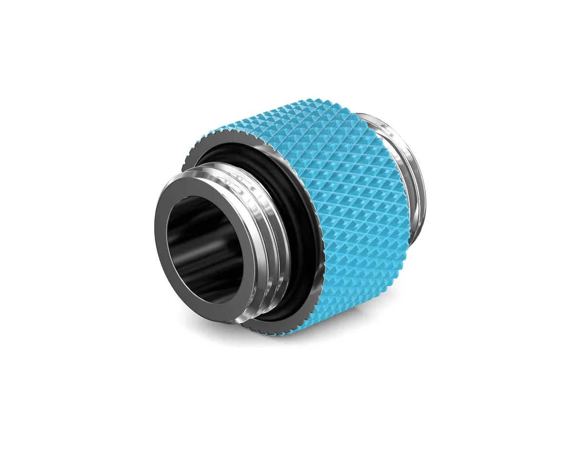 PrimoChill PrimoChill Dual Male G1/4 Straight Coupler SX Sky Blue diy cooling — product photo
