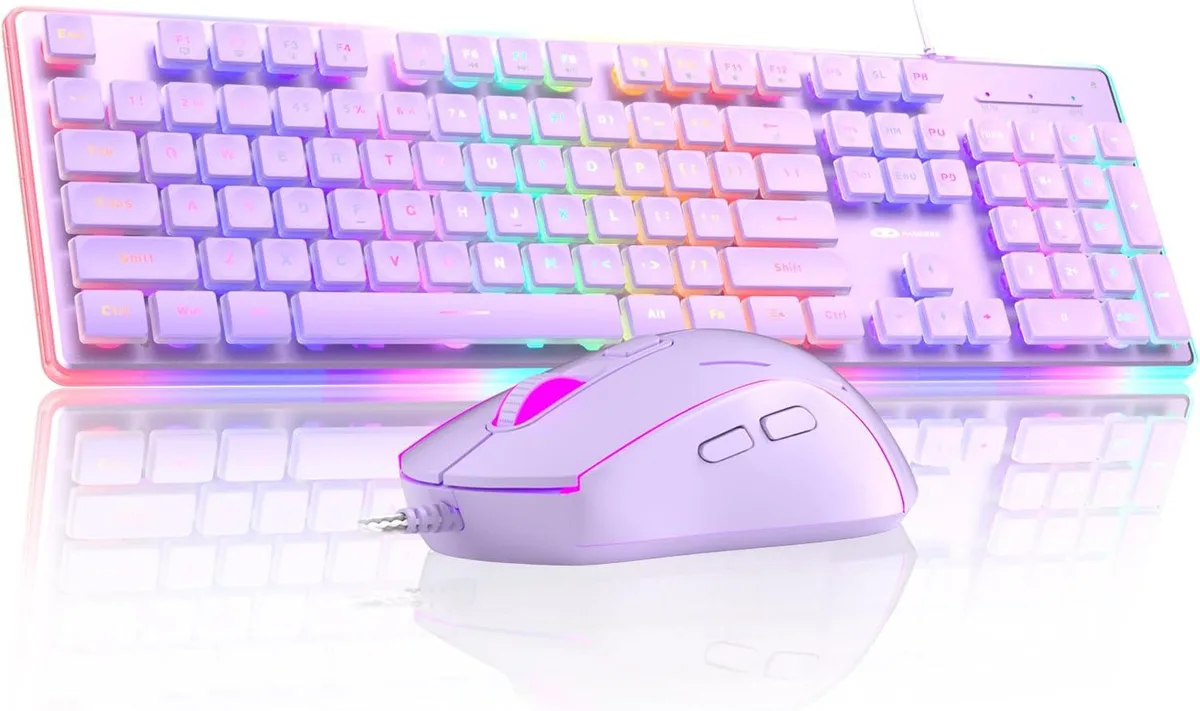 usbroway usbroway Creamy Gaming Keyboard and Mouse Purple 104 Keys — toote foto