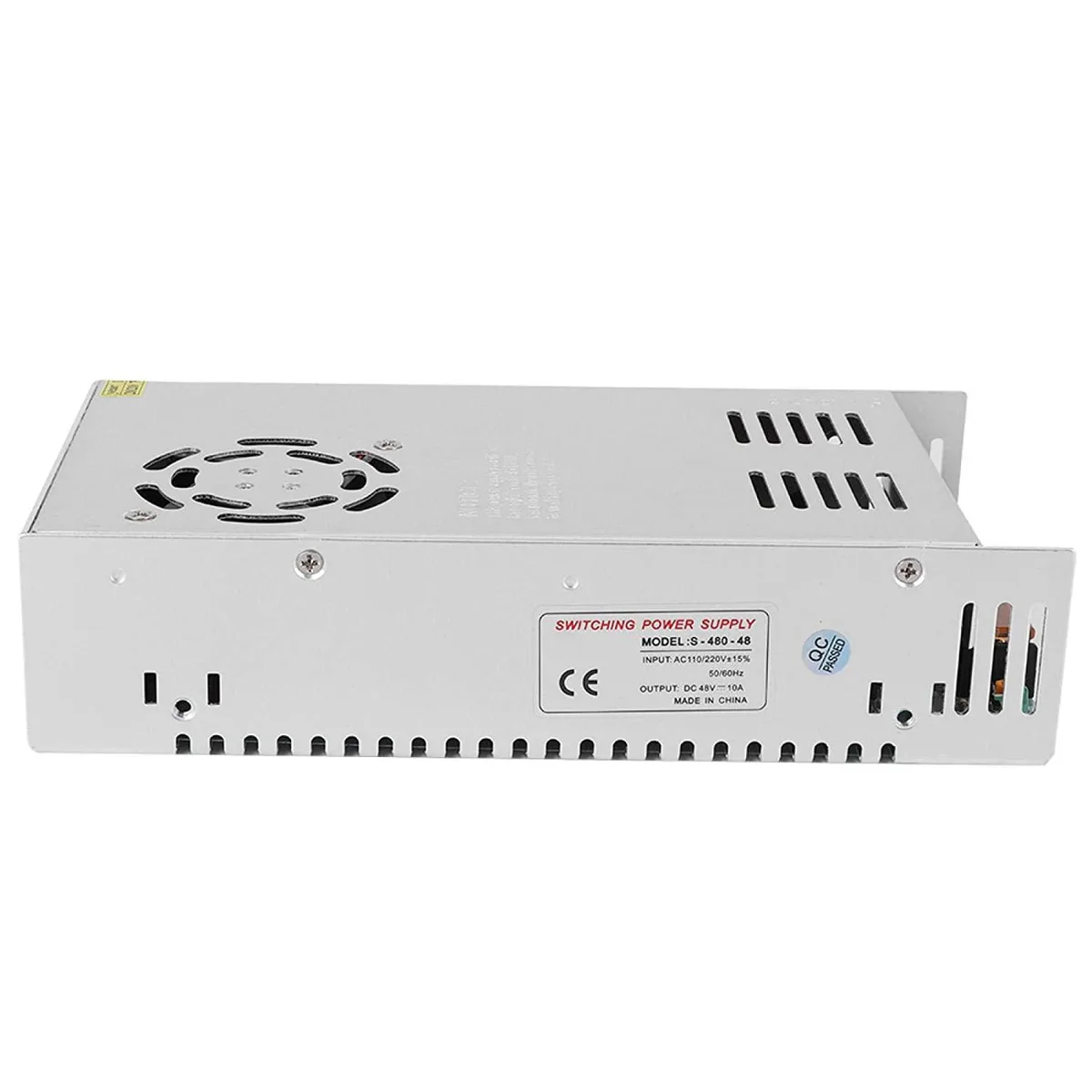 Silver aluminium box 215 x 113 x 50 mm with fan cooling and screw terminals