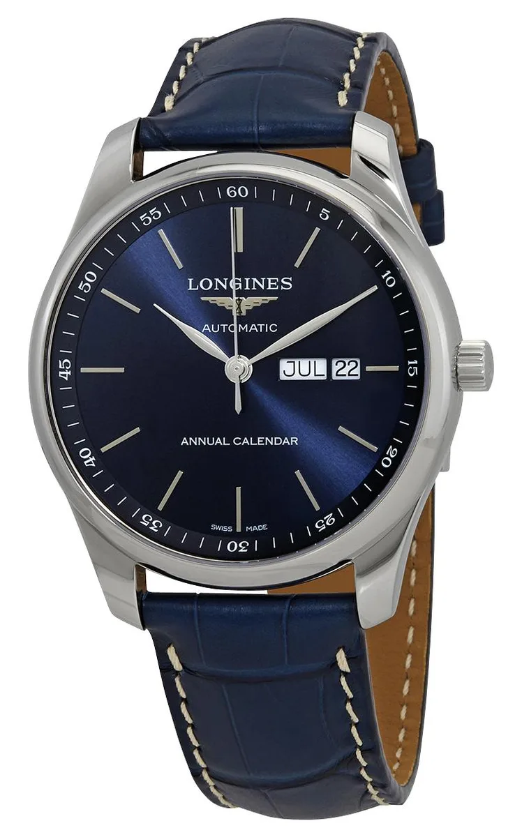 Longines Longines Master Collection L2.920.4.92.0 42 mm Blue Dial Leather Strap Watch — product photo
