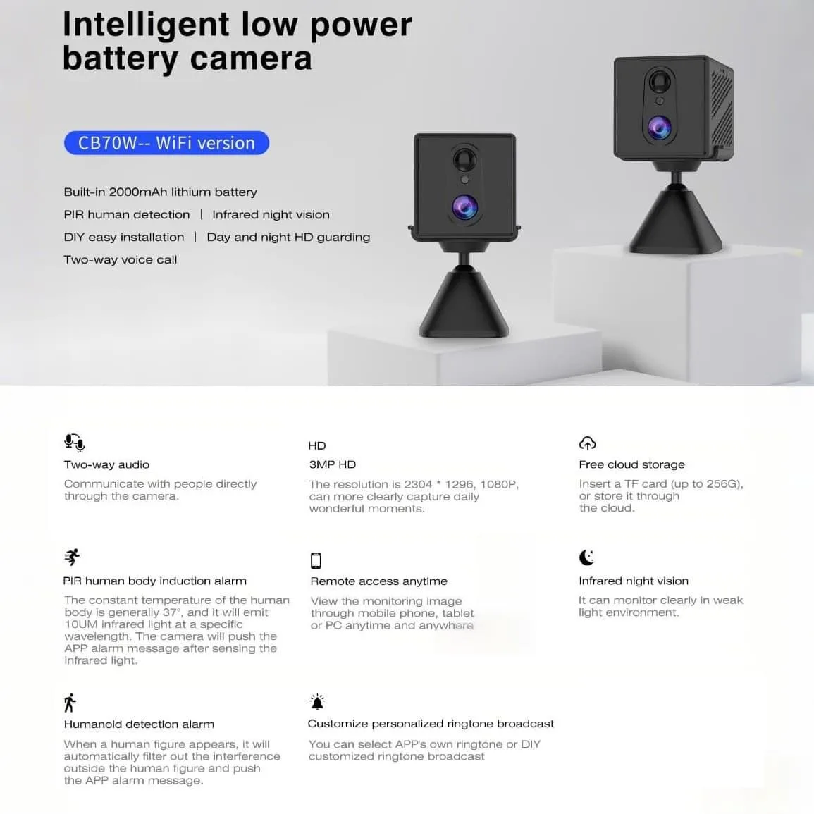 visiPower visiPower CB70 3MP network camera 2000mAh battery — preces foto