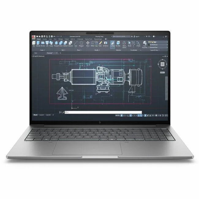 Silver 16 inch mobile workstation laptop closed lid webcam visible
