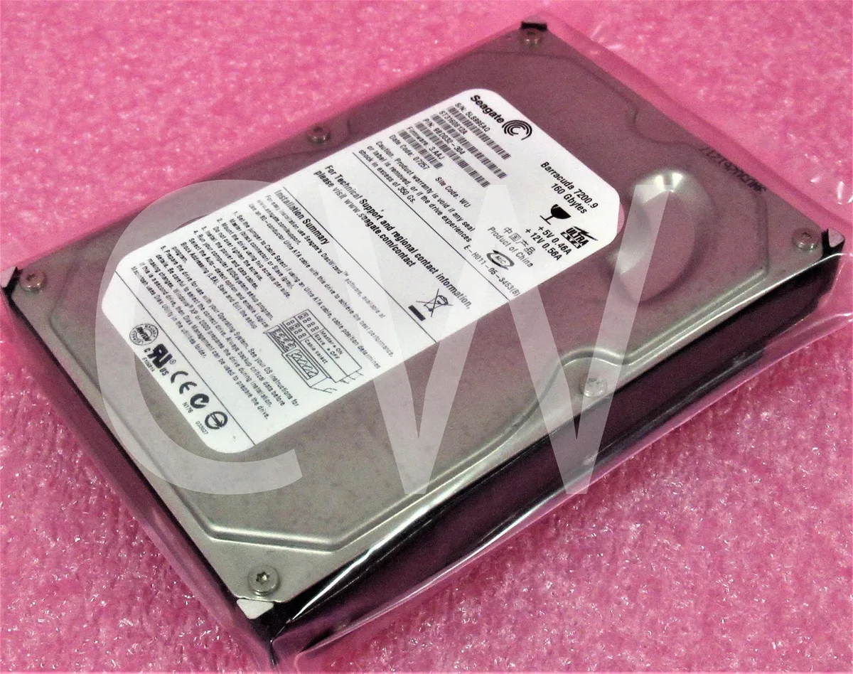 Silver 3.5 inch SATA hard drive with circuit board visible